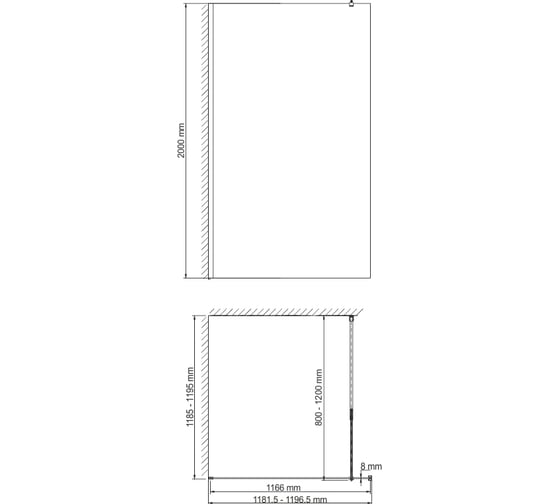 Душевая перегородка WasserKRAFT, черный профиль и фиксатор Abens 20W40