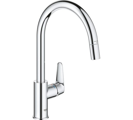 Смеситель для кухонной мойки GROHE BauCurve с вытяжным изливом, хром 30547000