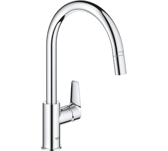 Смеситель для кухонной мойки GROHE BauEdge с вытяжным изливом, хром 30536000