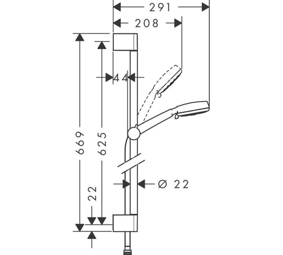 Душевой набор Hansgrohe Crometta 100 Vario EcoSmart 9 л/мин, 0.65 м 26654400 00063777