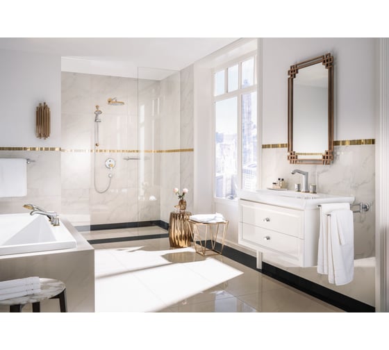 Верхний душ Hansgrohe Raindance Classic 1jet с держателем, хром/под золото 27424090 00047512