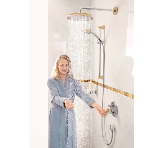 Верхний душ Hansgrohe Raindance Classic 1jet с держателем, хром/под золото 27424090 00047512