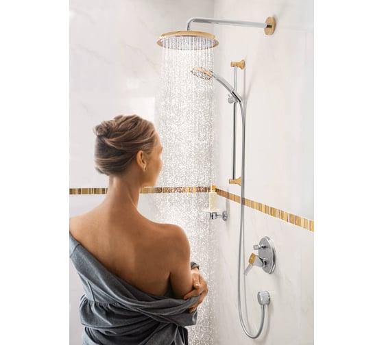 Верхний душ Hansgrohe Raindance Classic 1jet с держателем, хром/под золото 27424090 00047512