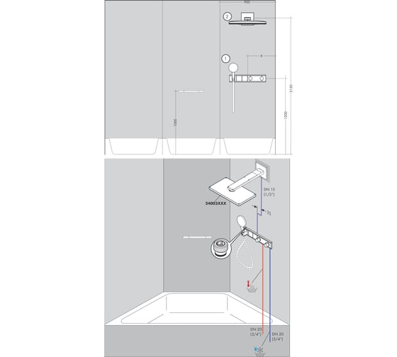 Термостат для скрытого монтажа Hansgrohe RainSelect для 2 потребителей 15355000 00046047