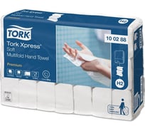 Полотенца бумажные TORK 110 штук, Система H2 Premium, комплект 21 штука, 2-слойные, белые 124550