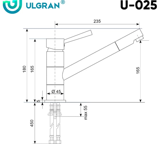Смеситель ULGRAN ультра-белый U-025-341 1