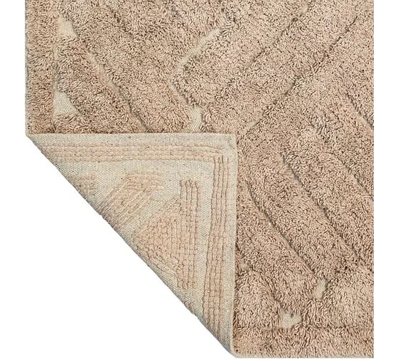 Коврик для ванной Bath Plus Block хлопок, 50х80 см, бежевый 5599-3