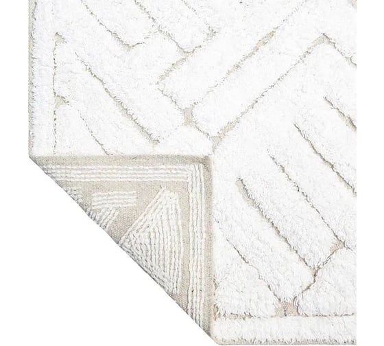 Коврик для ванной Bath Plus Block хлопок, 50х80 см, белый 5599-1