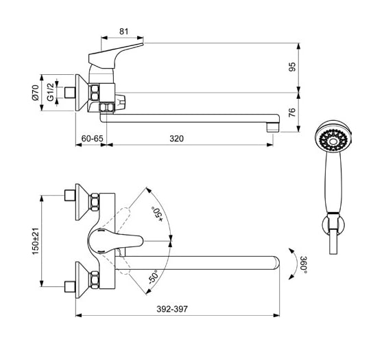 Смеситель для ванны/душа Vidima NEXT BA372AA 00039251