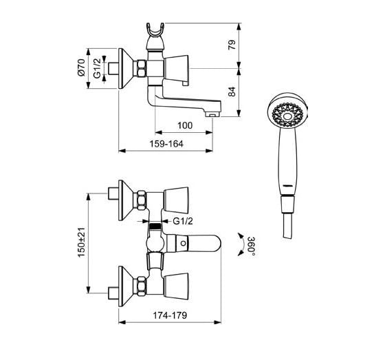 Смеситель для ванны/душа Vidima QUADRO BA344AA 00041547