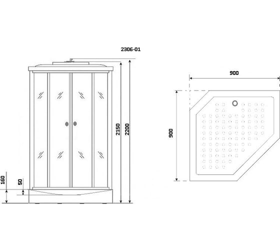 Душевая кабина NIAGARA NG-2306-01 900x900x2200 мм, низкий поддон 16 см, стекло мозаика 4 места 23060154