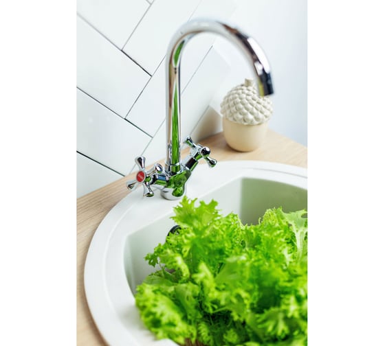Смеситель для кухни RAIN Нефрит гайка, латунь, кран-буксы 1/2 561-267