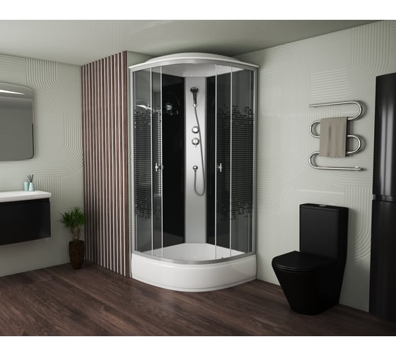 Душевая кабина NIAGARA NG-14BLACK 900x900x2150 мм, средний поддон 26 см, стекло мозаика 3504