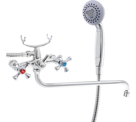 Смеситель для ванны RAIN Нефрит длинный излив 40 см., с набором для душа, керамический дивертор 561-260