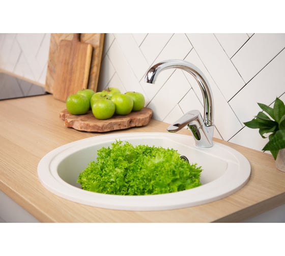 Смеситель для кухни RAIN Оникс высокий, картридж 35 мм., гайка, латунь 561-241