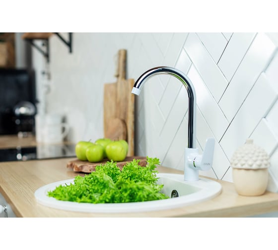 Смеситель для кухни RAIN Алмаз высокий, картридж 35 мм., гайка, латунь 561-251
