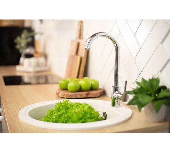 Смеситель для кухни RAIN Янтарь однорычажный, высокий, картридж 40 мм., гайка, латунь 561-301
