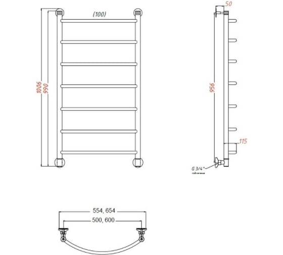 Водяной полотенцесушитель TermoSmart Комфорт 100х50 KR50/100
