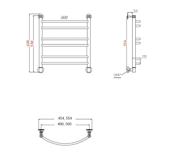 Водяной полотенцесушитель TERMOsmart Глория 600х500 GR50/60