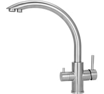 Гибридный питьевой кран смеситель для питьевых систем Аквабрайт АБФ-ТРИА и АБФ-ОСМО, серия нерж, 3 в 1, серебряный цвет АБФ-3КР-4