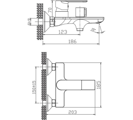 Смеситель для ванны HAIBA пепельный HB60505-3