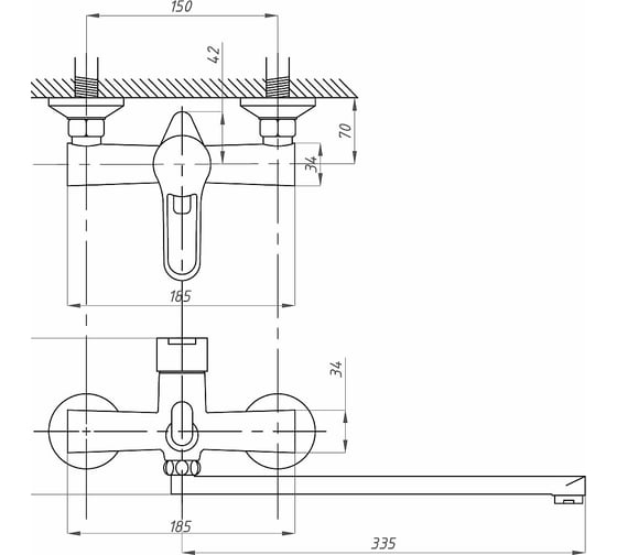 Смеситель для ванны с душем FAUZT тип См-ВУОРНШлА FZs-240-B100