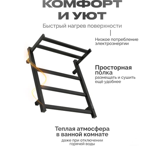 Полотенцесушитель BAUMARK Carrat 60/50 Электрический чёрный матовый BM09065H