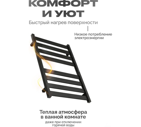 Полотенцесушитель BAUMARK Grande 80/50 Электрический чёрный матовый BM08085H