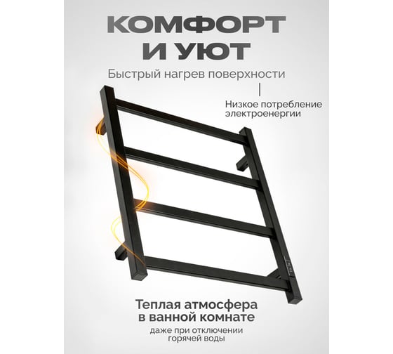 Полотенцесушитель BAUMARK Laguna 60/50 Электрический чёрный матовый BM05065H
