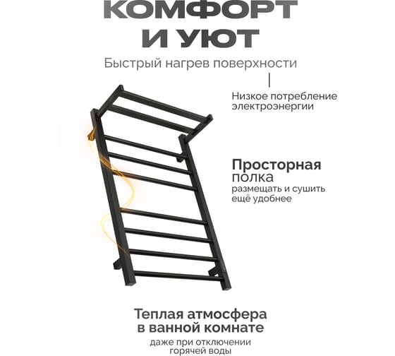 Полотенцесушитель BAUMARK Venice 80/50 Электрический чёрный матовый BM11085H