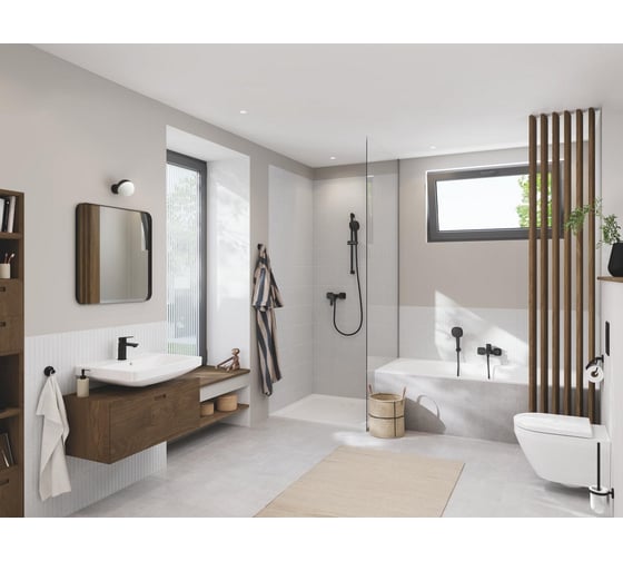 Душевой гарнитур GROHE Tempesta Cube 110 2jet со штангой 60 см, матовый черный 267482433