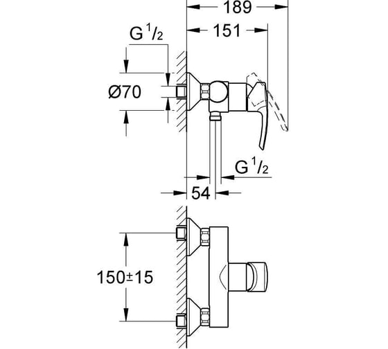 Смеситель для душа GROHE Eurostyle хром 33590001