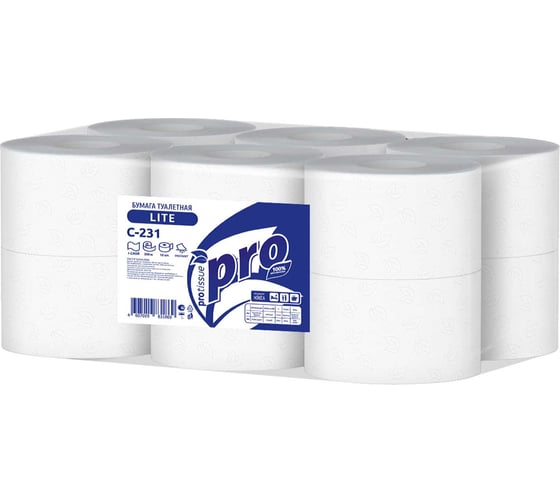 Туалетная бумага Protissue Instant водорастворимая, 1 слой, 12 рулонов по 200 м С231 25464