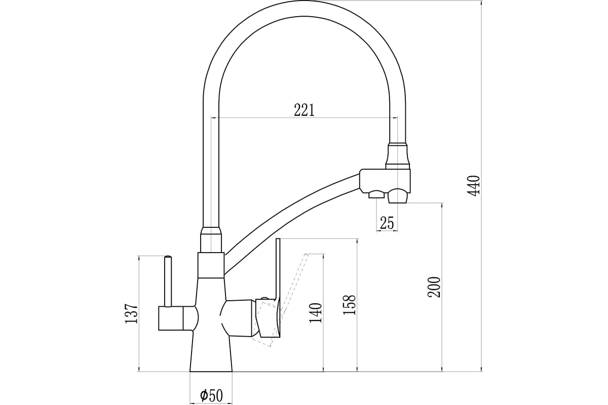 Смеситель для кухни Savol с подключением к фильтру с питьевой водой S ...