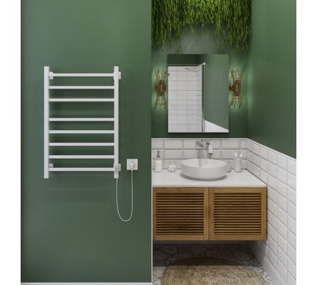 Электрический кабельный полотенцесушитель Ника STEP-2 80/50 RAL9016 белый матовый U STEP-2 80/50 бел мат U