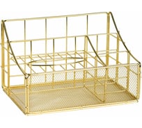 Органайзер для косметики и мелочей металлический ОФИСМАГ 4 секции, MONTE VITA, 160x240x150 мм, золото, 272479