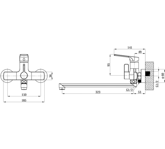 Смеситель для ванны SPLENKA хром S30.22