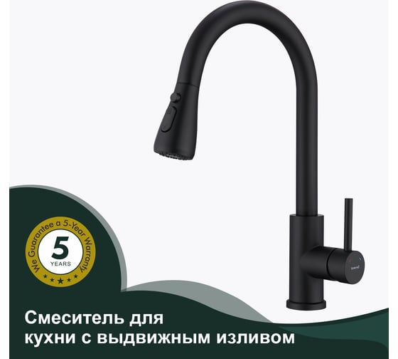 Смеситель для кухни SPLENKA с выдвижным изливом, черный S203.49.06