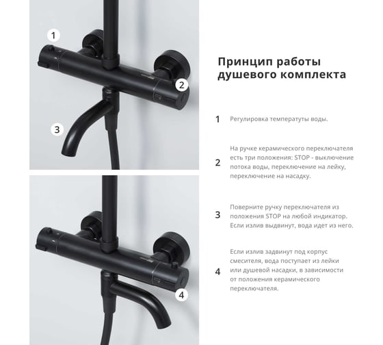 Душевой комплект с термостатическим смесителем WasserKRAFT Thermo A28801