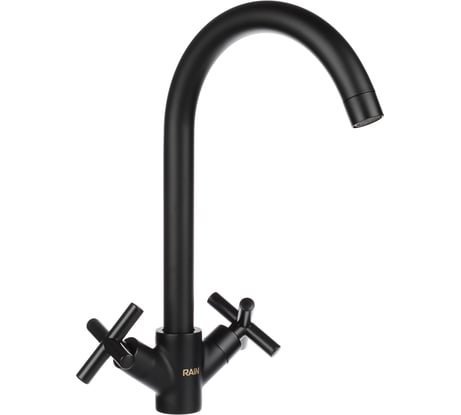 Смеситель для кухни RAIN Кристал, кран-буксы 1/2, гайка, латунь, черный 561-017