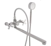 Смеситель для ванны с душем СоюзКран прямой излив 30 см, керамические кран-буксы 1/2, нержавеющая сталь SS08-P242 567-002