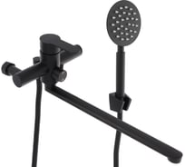 Смеситель для ванны с душем СоюзКран прямой излив 35 см, керамический картридж 40 мм, черный, нержавеющая сталь SS08-P118 567-001