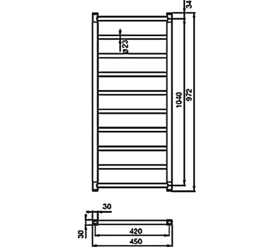 Полотенцесушитель Zehnder Stalox 450х30х1040 цвет-RAL 9016 STX-100-045 RAL 9016