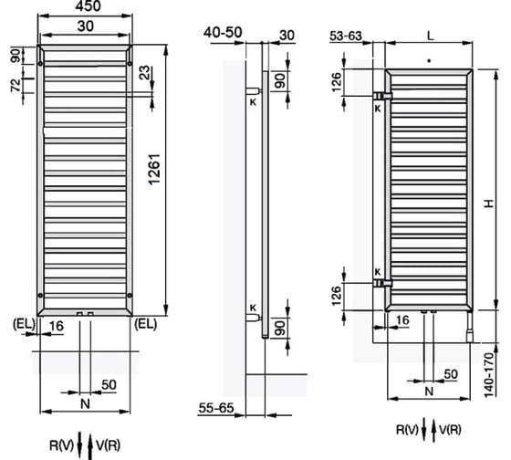 Полотенцесушитель Zehnder Subway 600х65х1261 SUB-130-060 RAL 9016