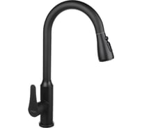 Смеситель для кухни СоюзКран выдвижной излив 2 режима, керамический картридж 35 мм, нержавеющая сталь, черный SS01-С132 567-067