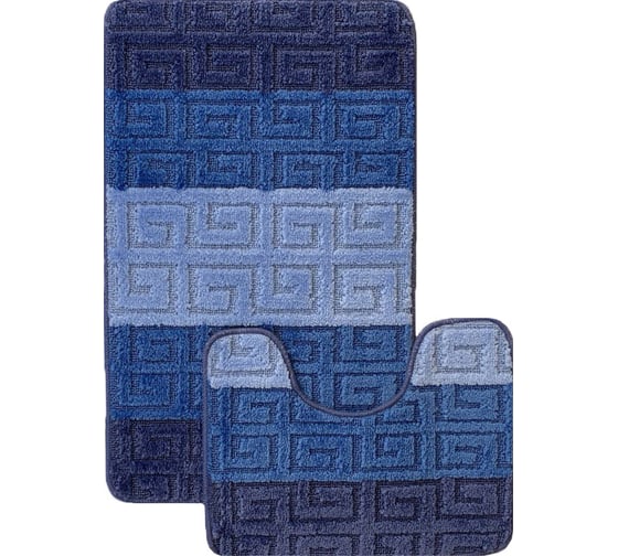 Комплект ковриков для ванной комнаты Dekorelle Bravo, синий, разм.50x80см+50x40см BrMk02-3 1