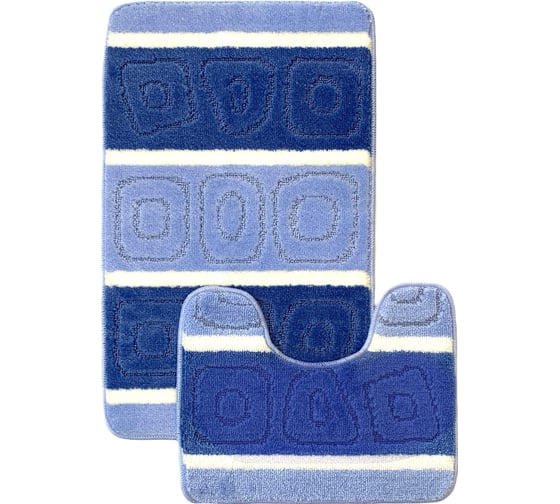 Комплект ковриков для ванной комнаты Dekorelle Bravo, синий, разм.50x80см+50x40см BrMk03-4 1