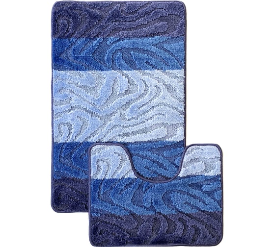 Комплект ковриков для ванной комнаты Dekorelle Bravo, синий, разм.50x80см+50x40см BrMk06-4 1