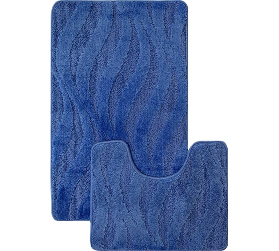 Комплект ковриков для ванной комнаты Dekorelle Bravo, синий, разм.50x80см+50x40см Brk13-2 1