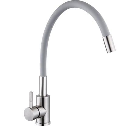 Смеситель для кухни СоюзКран силиконовый излив, керамический картридж 40 мм, серый, нержавеющая сталь SS01-С132 567-055